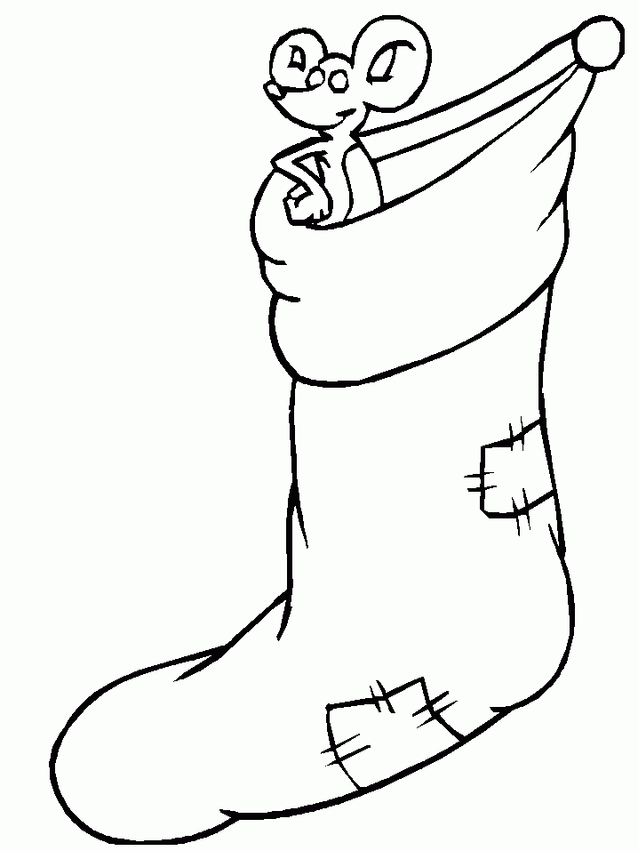 Kolorowanka z myszką w świątecznej skarpecie - pobierz i koloruj kolorowanka do druku